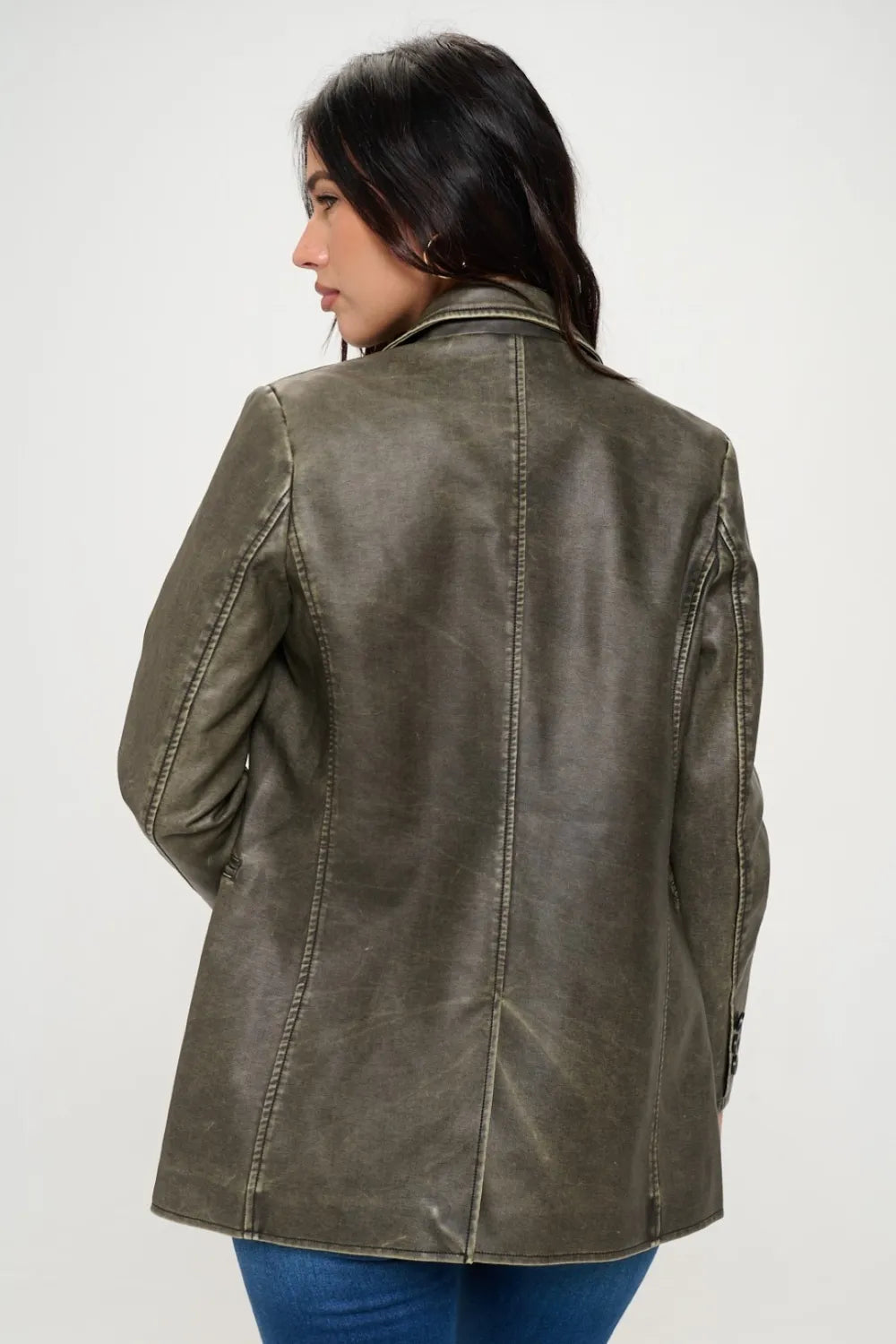 Coalition LA Single-Breasted Vegan Leather Blazer - Fashorio