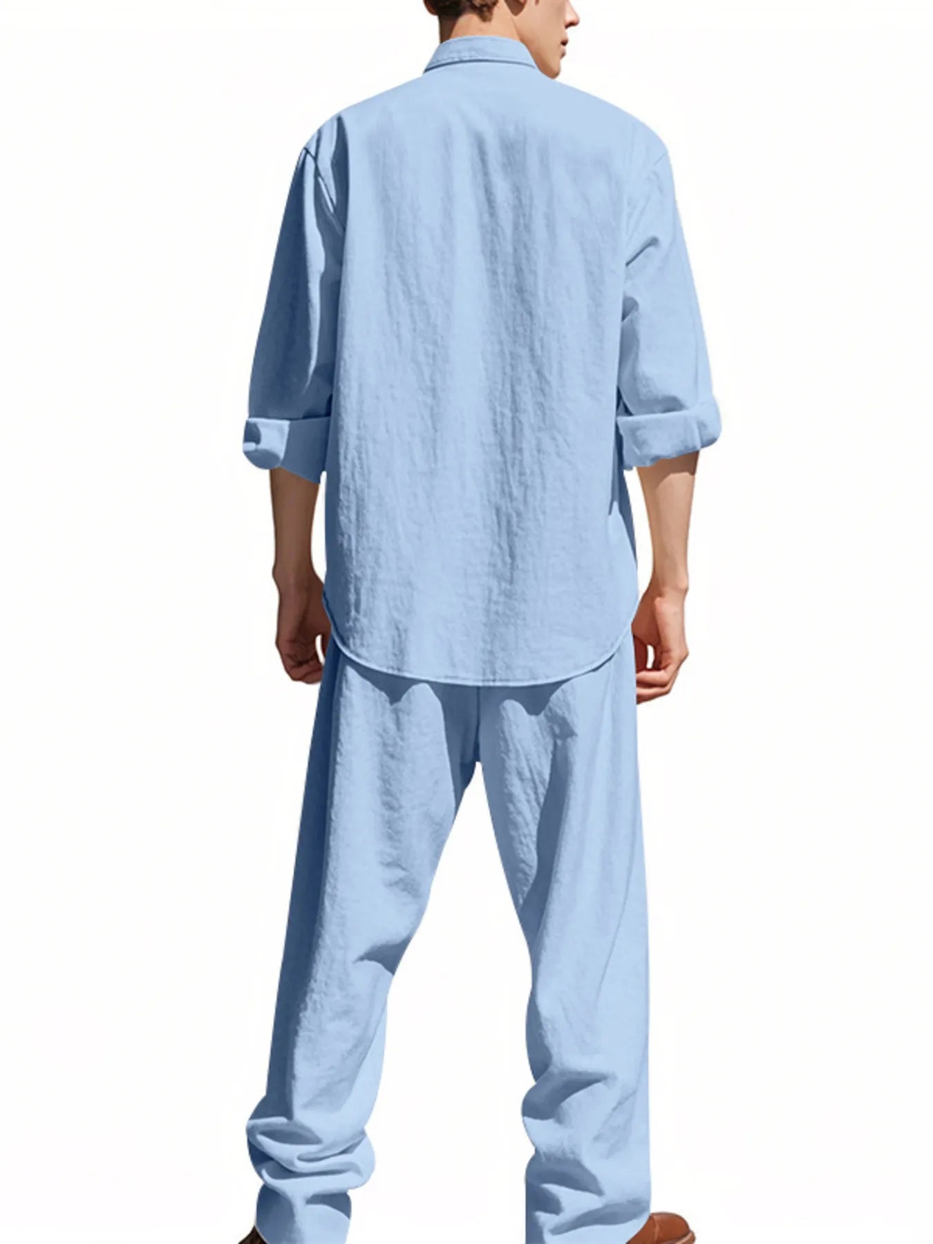 Men's Full Size Button Up Shirt and Pants Set Plus Size - Fashorio