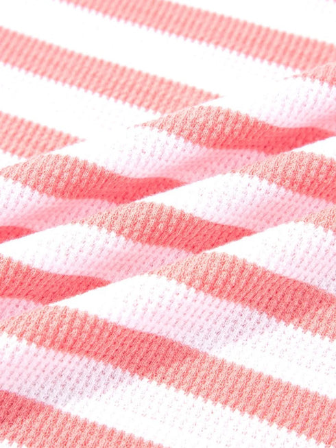 Striped Long Sleeve Ribbed Blouse - Fashorio