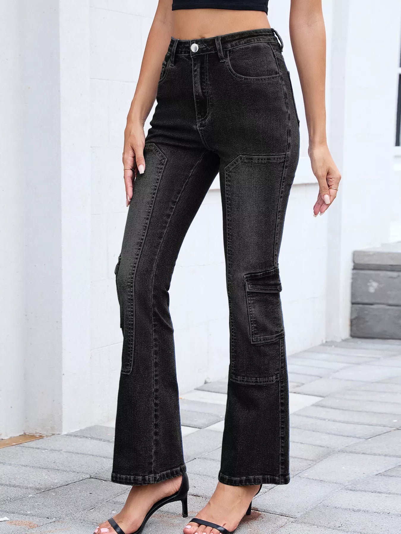 High Waisted Bootcut Jeans for Women – Flattering Stretch Denim Black - Fashorio