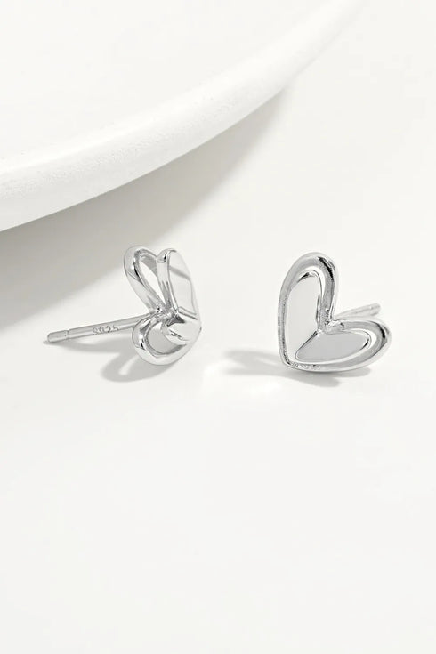 925 Sterling Silver Heart Stud Earrings - Fashorio