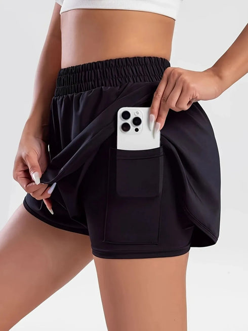 Pocketed High Waist Active Shorts - Fashorio