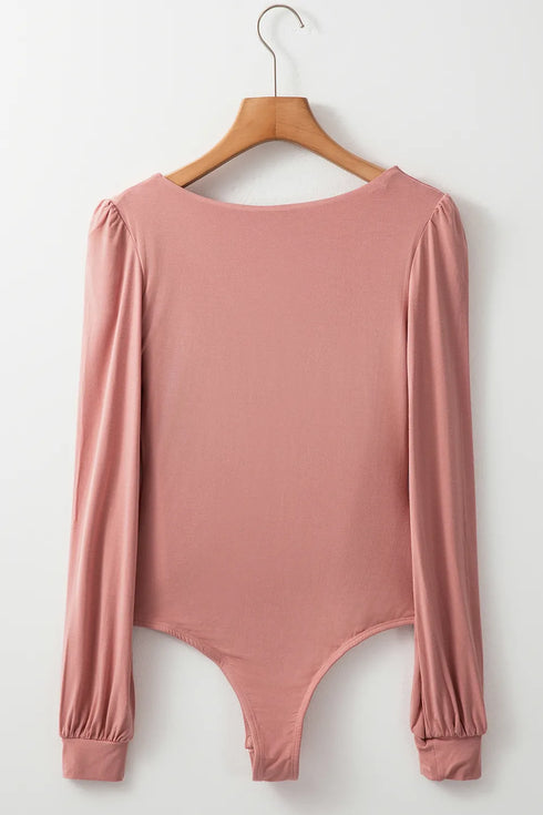 V-Neck Long Sleeve Bodysuit - Fashorio