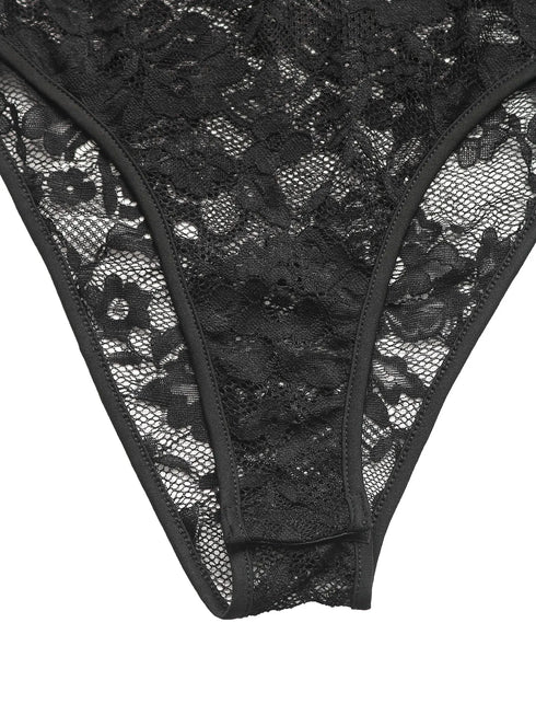 Lace Long Sleeve V-Neck Bodysuit - Fashorio