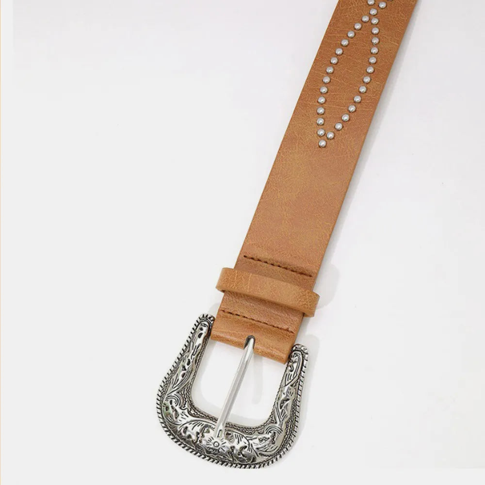 PU Leather Rhinestone Belt - Fashorio