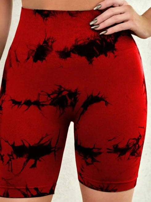 Tie-Dye High Waist Active Shorts - Fashorio