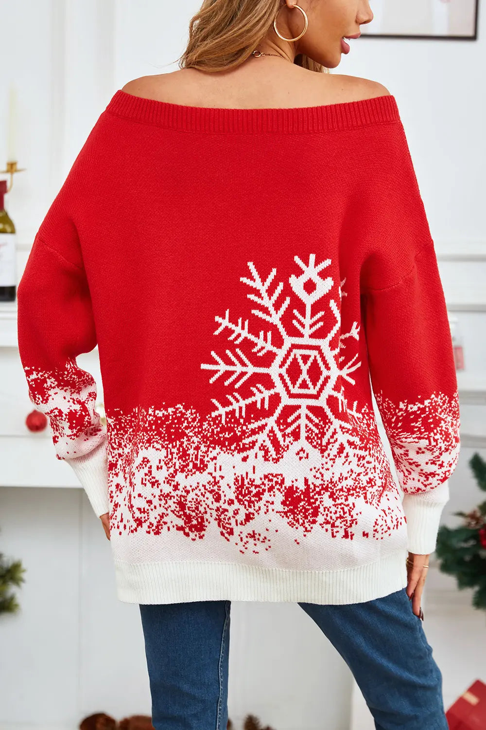 Off-Shoulder Long Sleeve Sweater - Fashorio