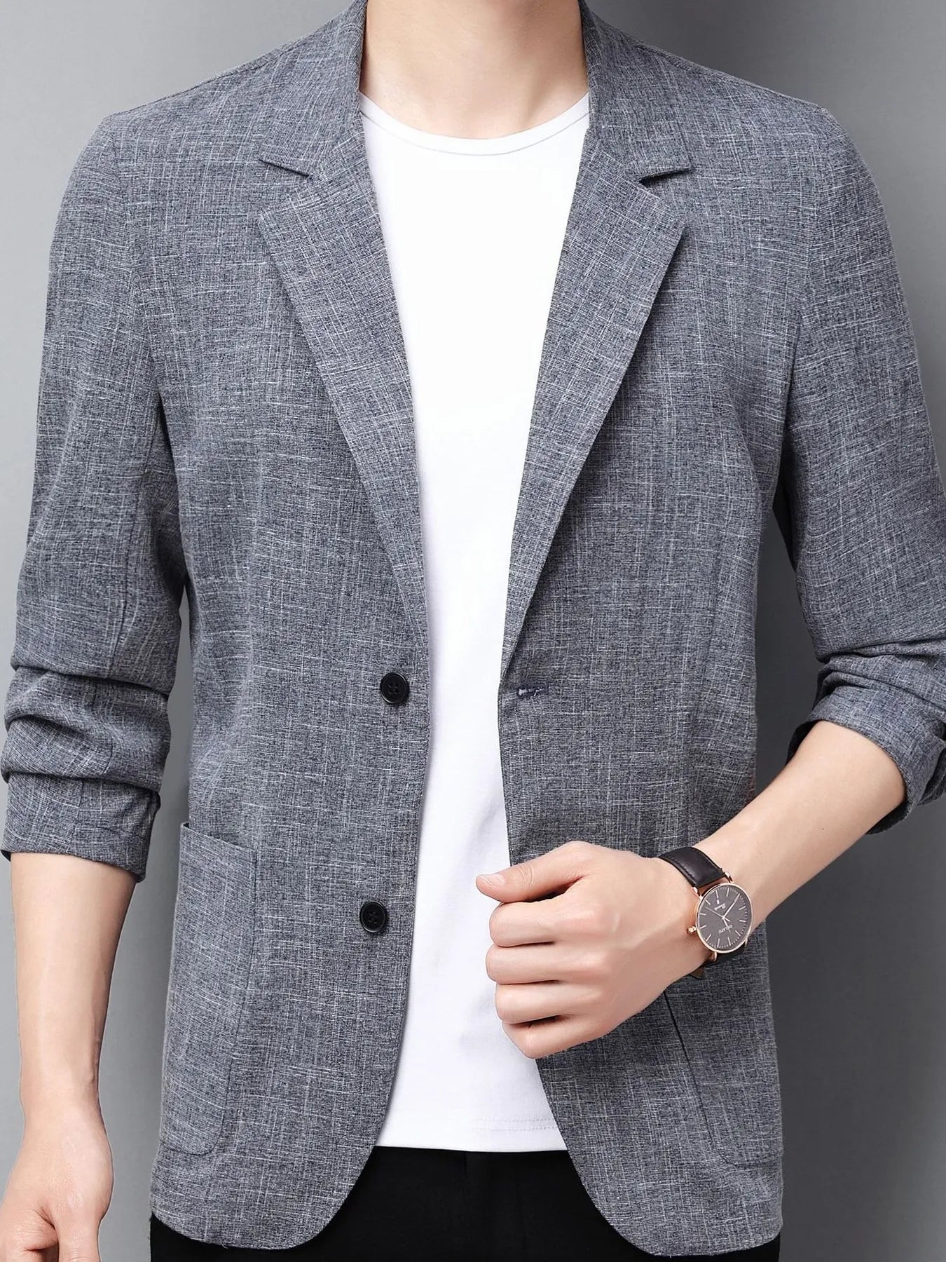 Men's Full Size Button Up Long Sleeve Blazer Plus Size - Fashorio