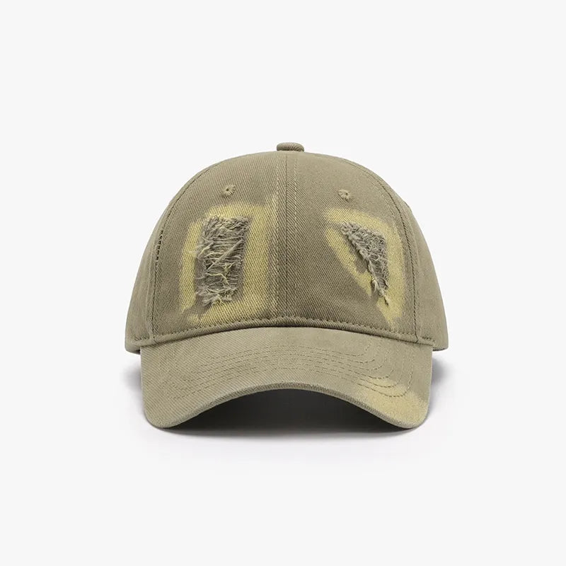Distressed Cotton Baseball Cap Sage One Size - Fashorio