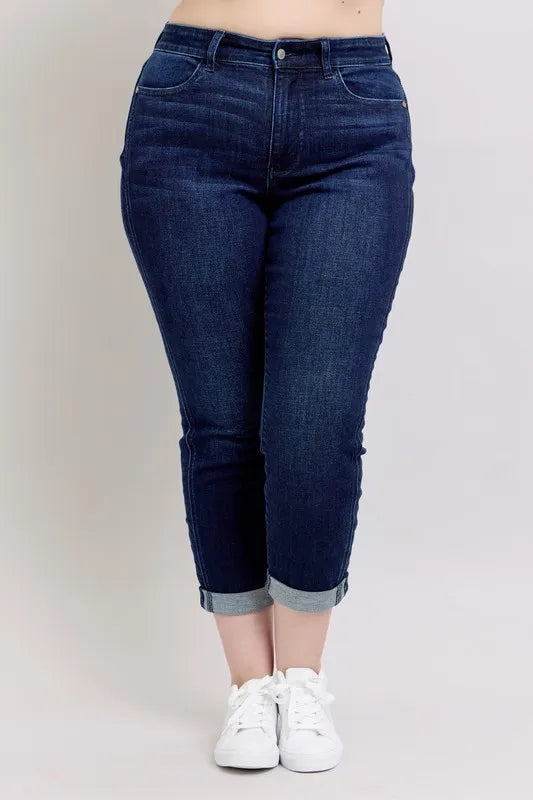 Judy Blue Full Size High Waist Boyfriend Jeans Plus Size - Fashorio