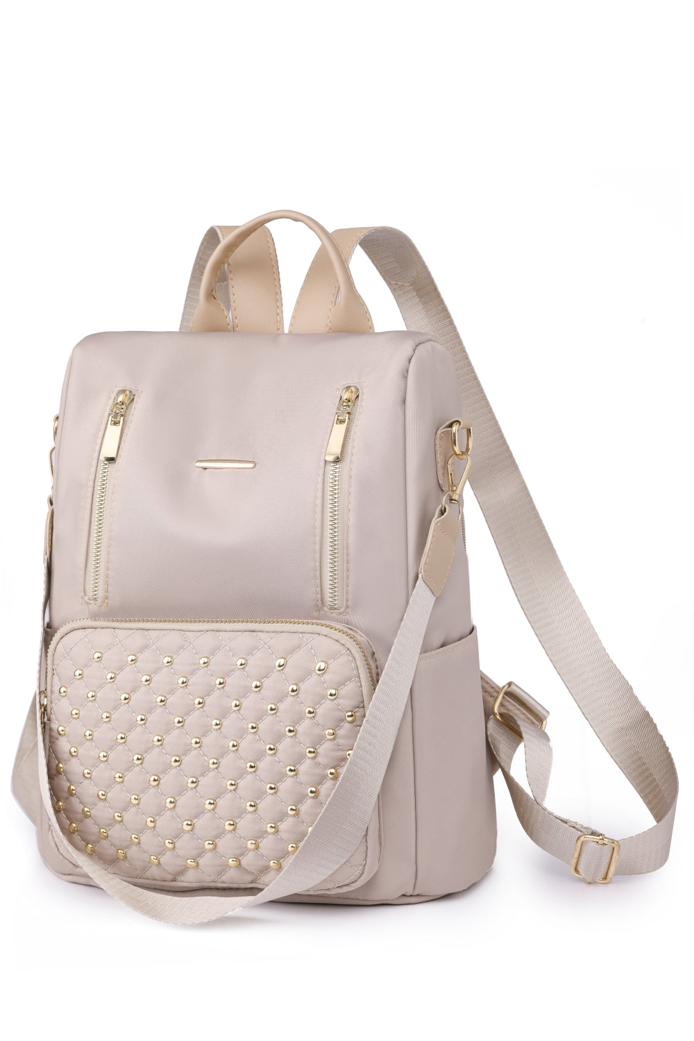 Zipper Pocket Beaded Backpack - Fashorio