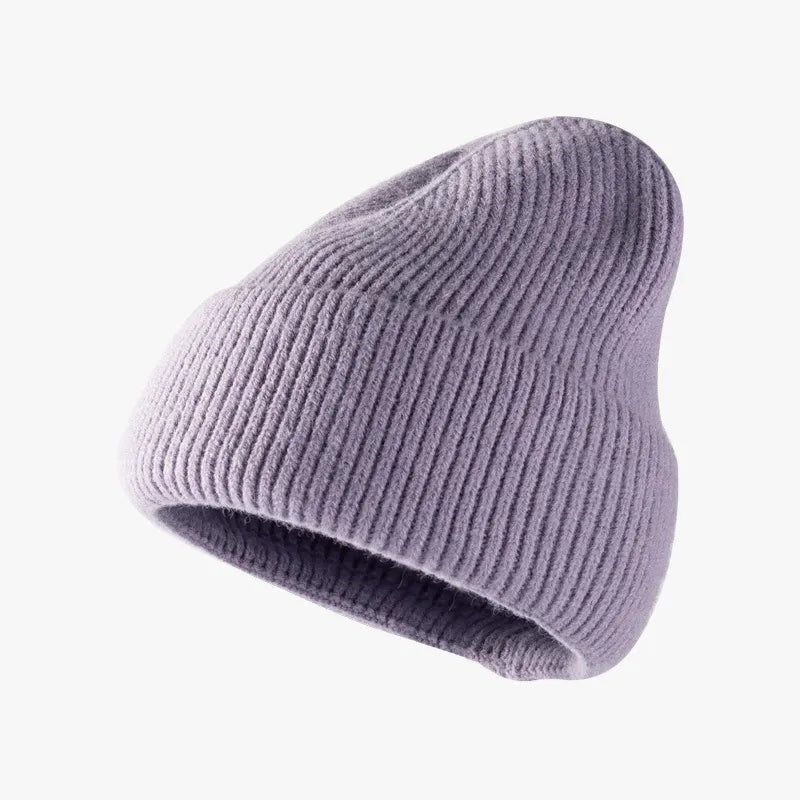 Thermal Solid Knit Hat Lavender One Size - Fashorio