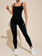 Cutout Wide Strap Active Jumpsuit Black - Fashorio