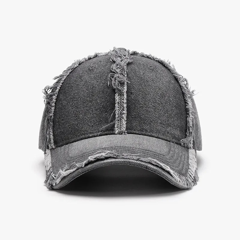 Raw Hem Cotton Baseball Cap Gray One Size - Fashorio