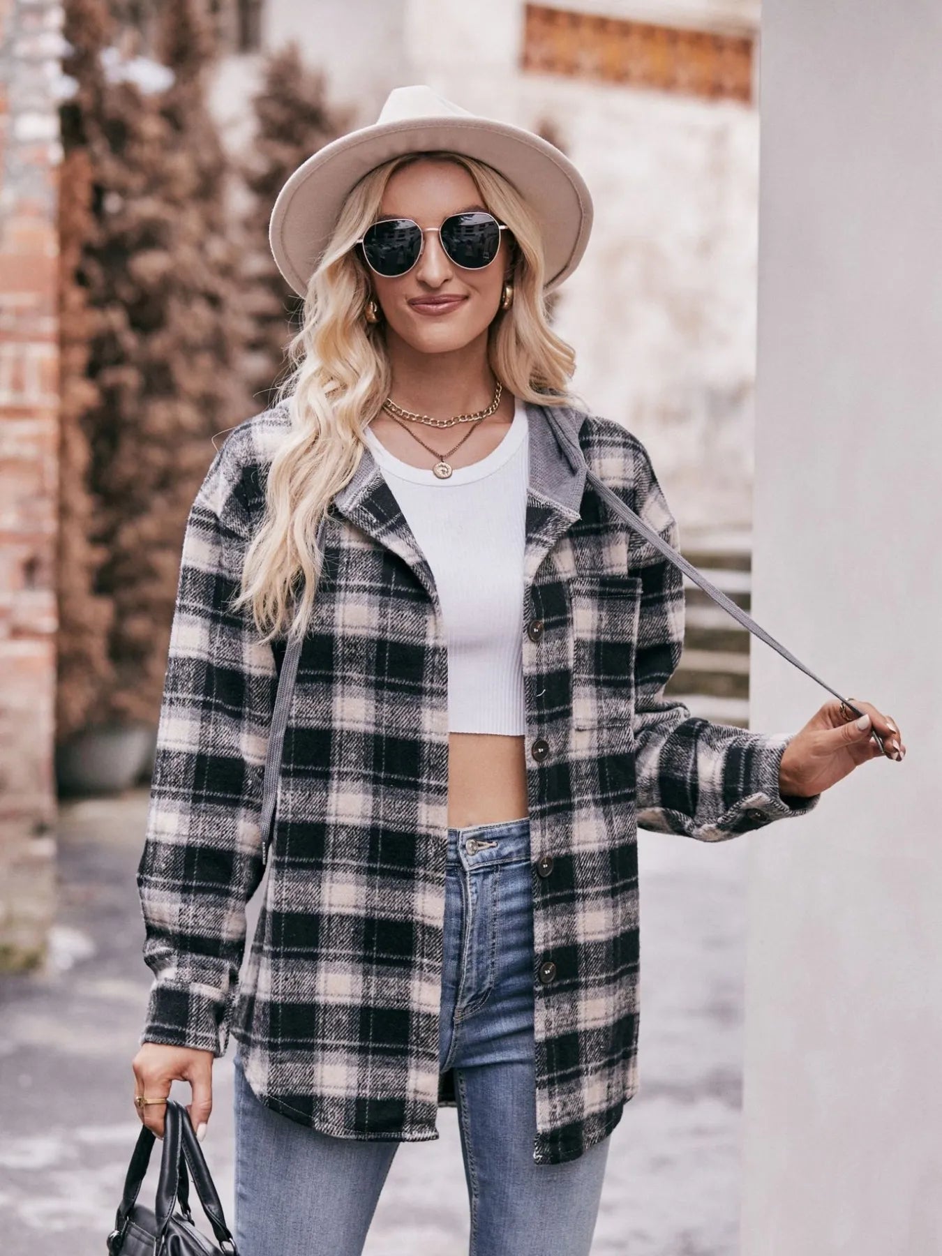 Oversized Plaid Button-Up Shacket – Lightweight Casual Layer - Fashorio