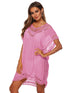 Bohemian Crochet Trim Beach Cover Up Dress Pink One Size - Fashorio