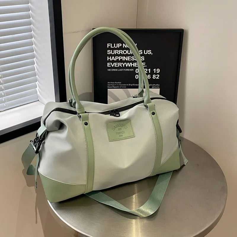 Detachable Crossbody Strap Polyester Travel Bag Sage One Size - Fashorio