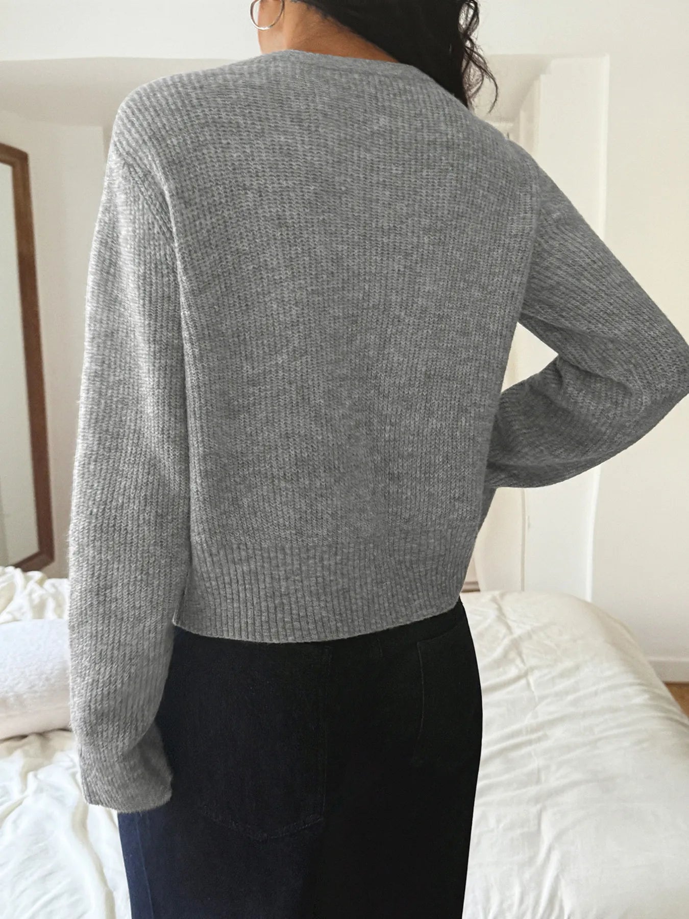 Button-Up Ribbed Knit Cardigan - Fashorio