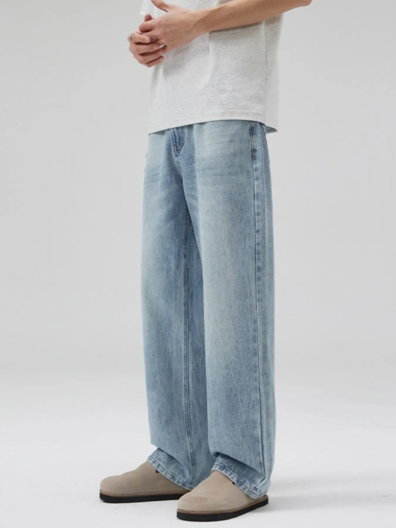 Men's Full Size Distressed Washed Straight Leg Relaxed Fit Jeans Plus Size - Fashorio