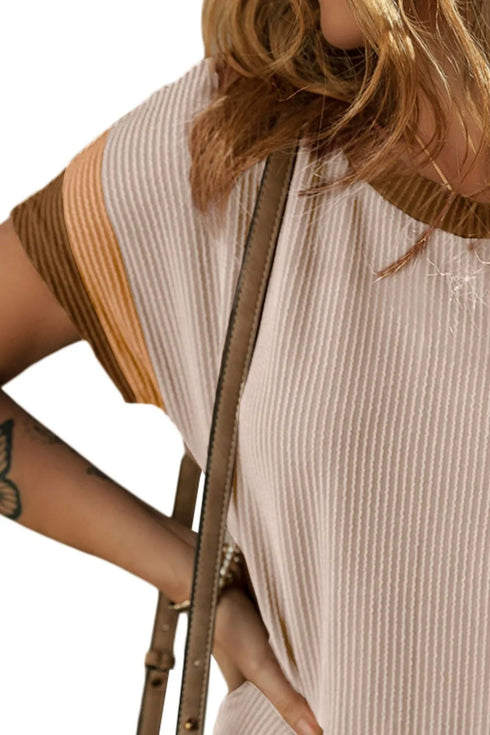 Textured Round Neck Short Sleeve Dress – Comfortable Everyday Style - Fashorio