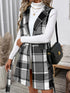 Perfee Tied Plaid Vest Coat - Fashorio
