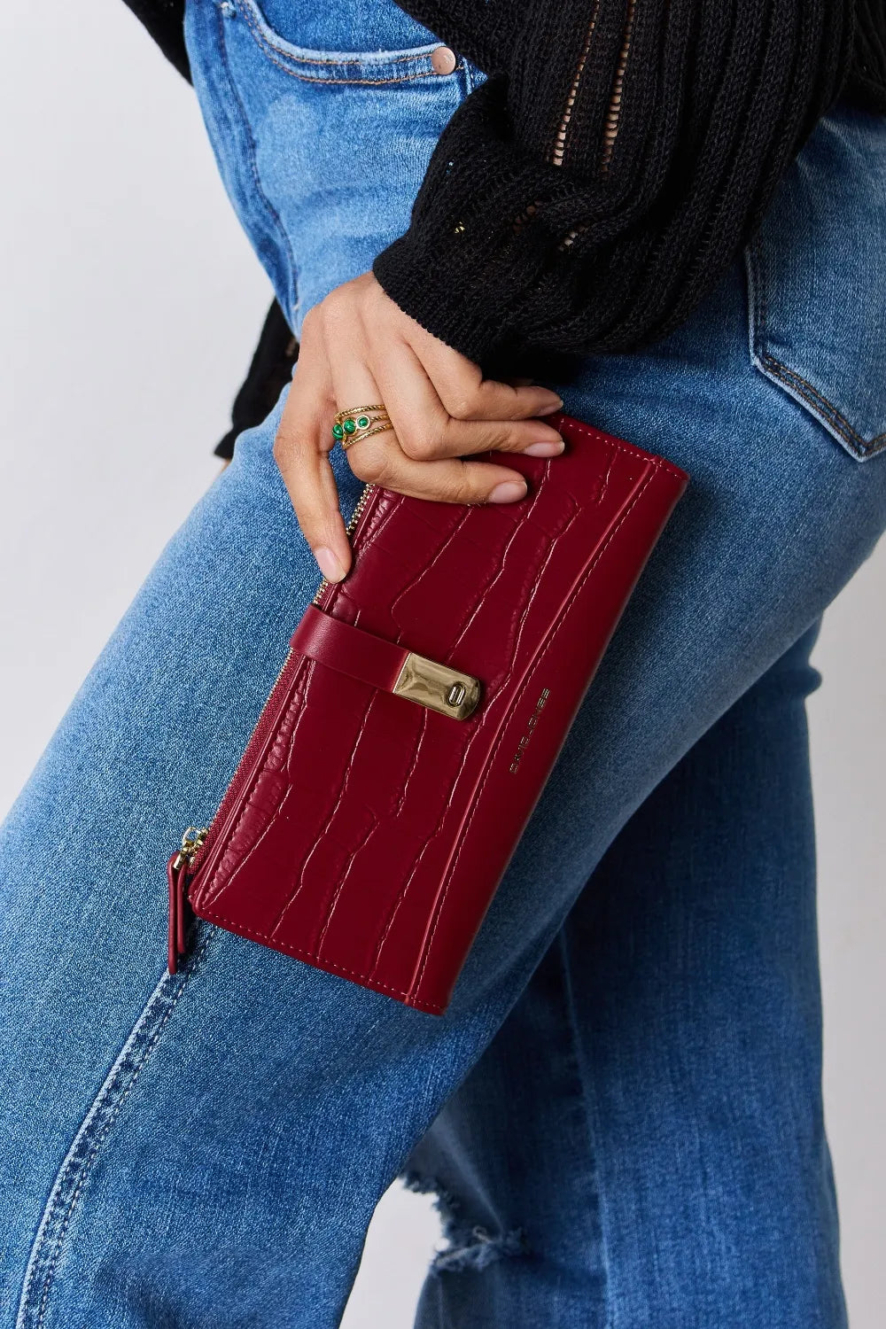 David Jones Texture PU Leather Wallet RED One Size - Fashorio