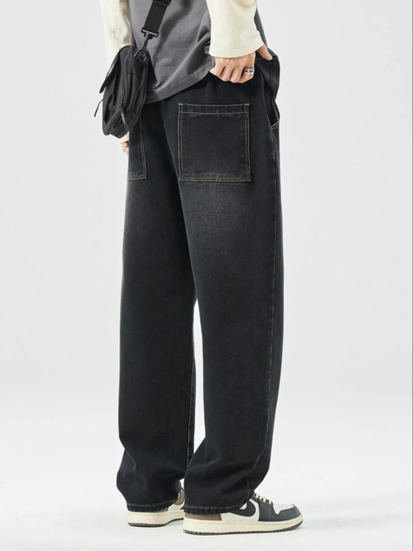 Men's Full Size Wide Leg Wash Jeans Plus Size - Fashorio