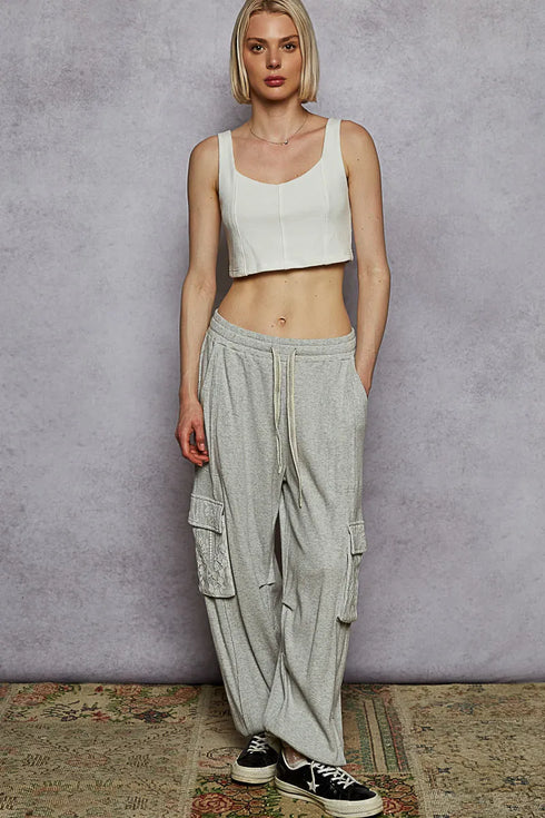 POL Drawstring Lace Cargo Pocketed Joggers - Fashorio