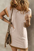 Textured Round Neck Short Sleeve Dress – Comfortable Everyday Style Tan - Fashorio