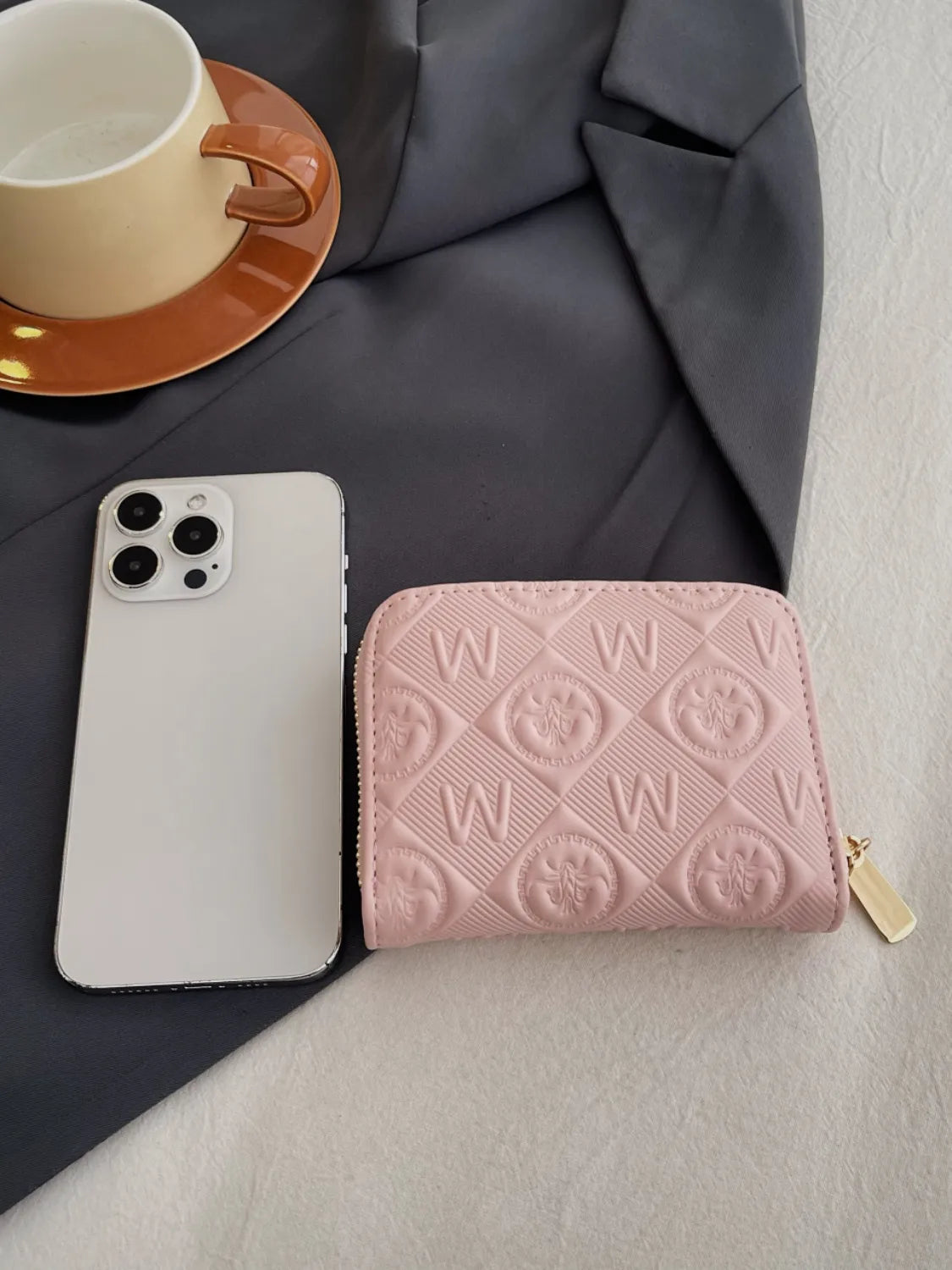 Embossed Zip Mini Wallet - Fashorio