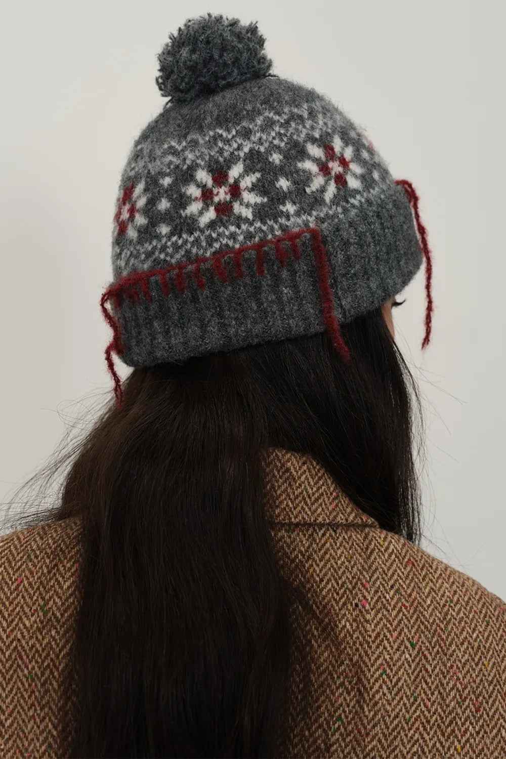 Seam Trim Geometric Knit Hat - Fashorio
