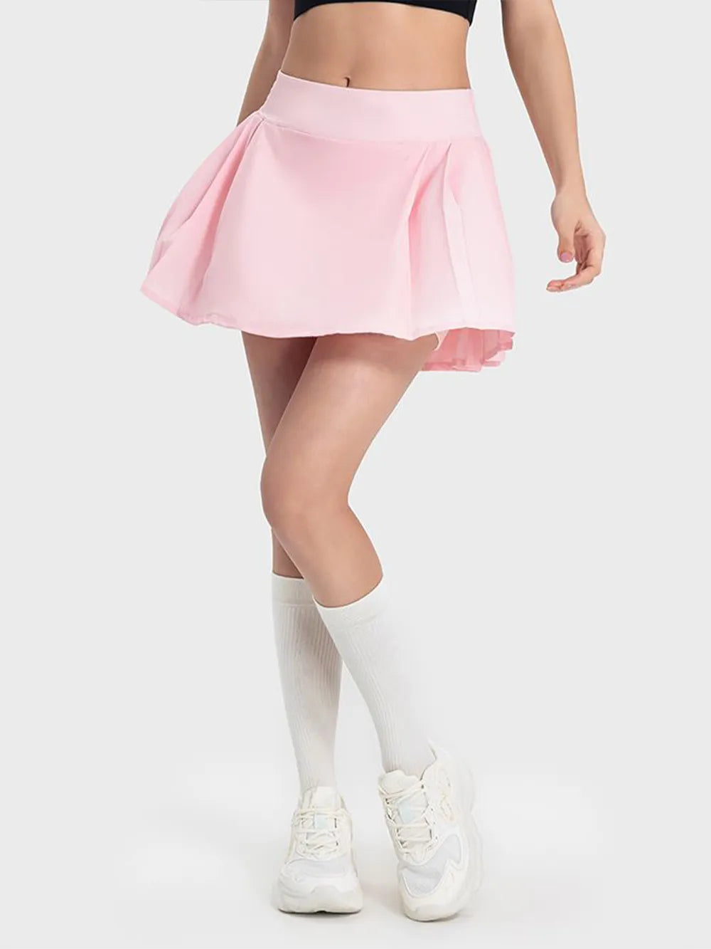 Millennia Pleated Detail Mid-Rise Waist Active Skirt - Fashorio