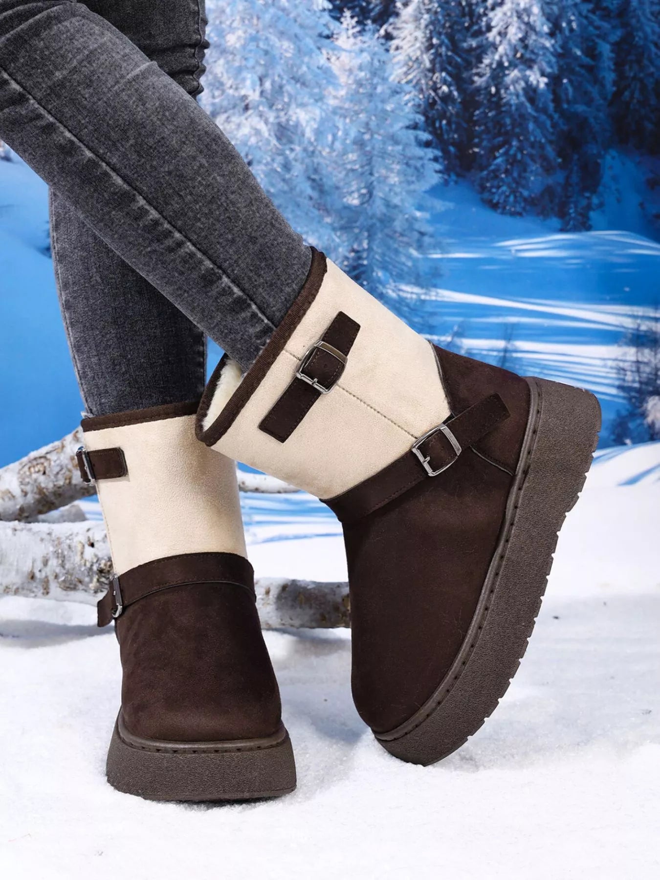 Round Toe Platform Boots - Fashorio