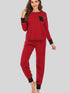 Round Neck Top and Pants Lounge Set Wine - Fashorio