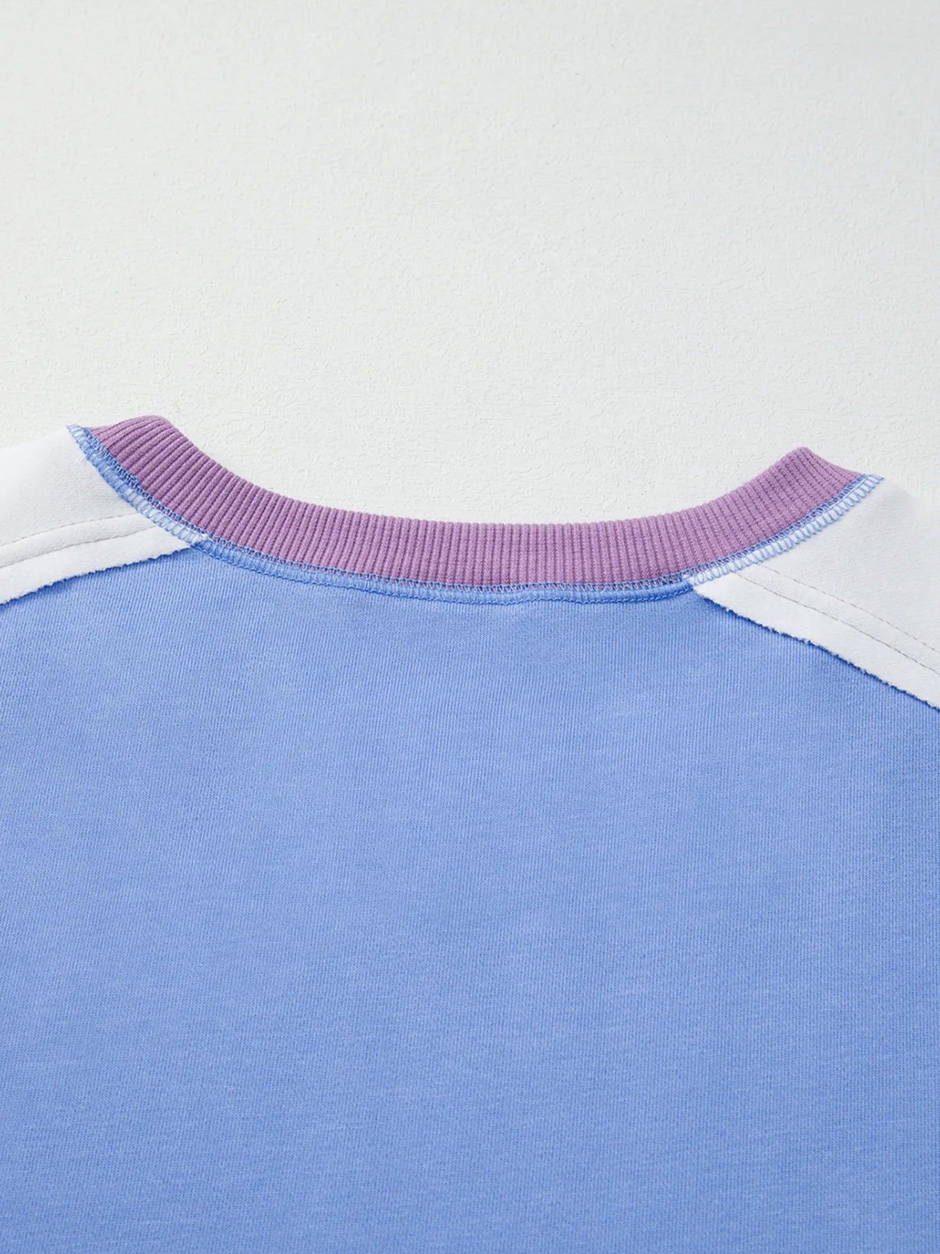 Exposed Seam Colorblock Patchwork Ribbed Trim Sweatshirt - Fashorio