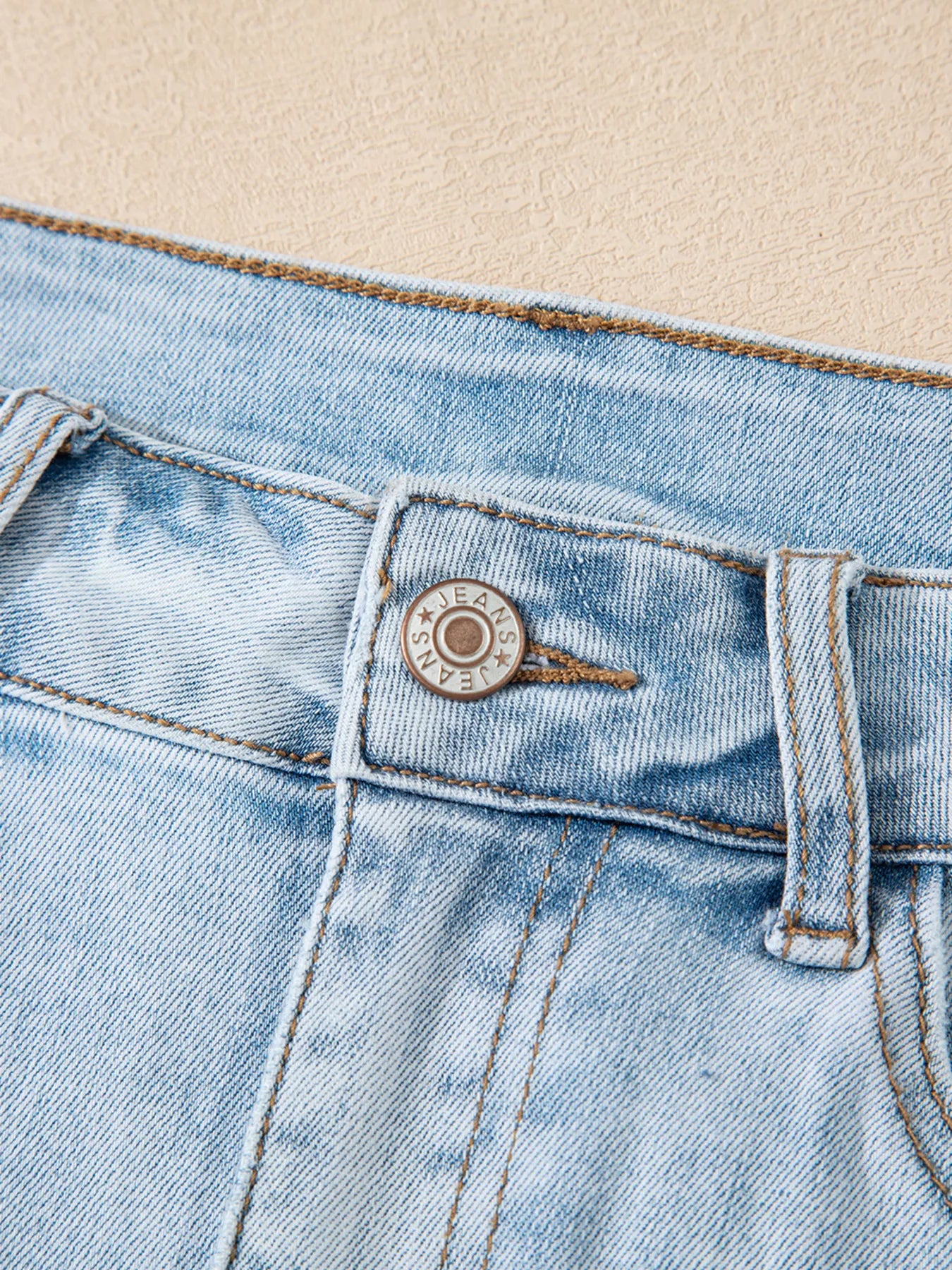 High Rise Distressed Raw Hem Denim Shorts - Fashorio