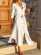 Button-Front Belted Shirt Dress White - Fashorio