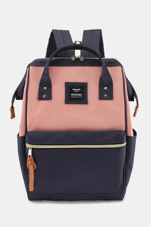 Himawari Waterproof Canvas Backpack Bag with Side Pockets A-Navy Pink One Size - Fashorio