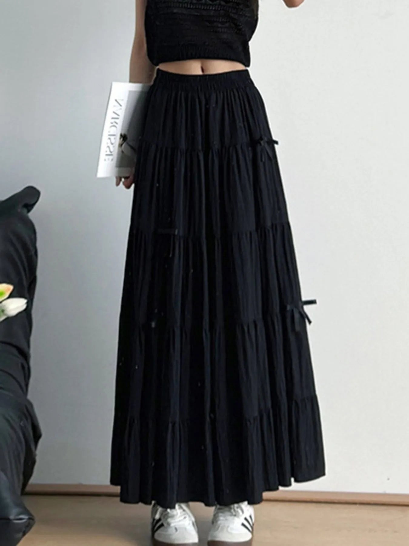 Tiered Elastic Waist Maxi Skirt - Fashorio