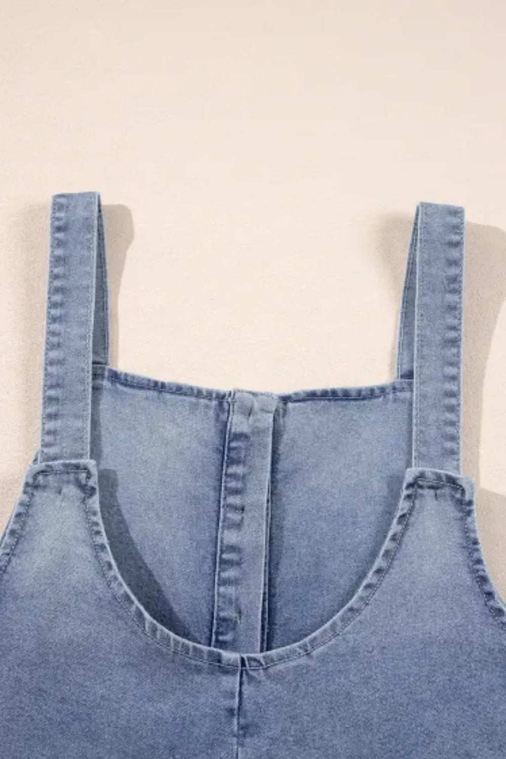 Wide Strap Denim Overalls with Pockets - Fashorio