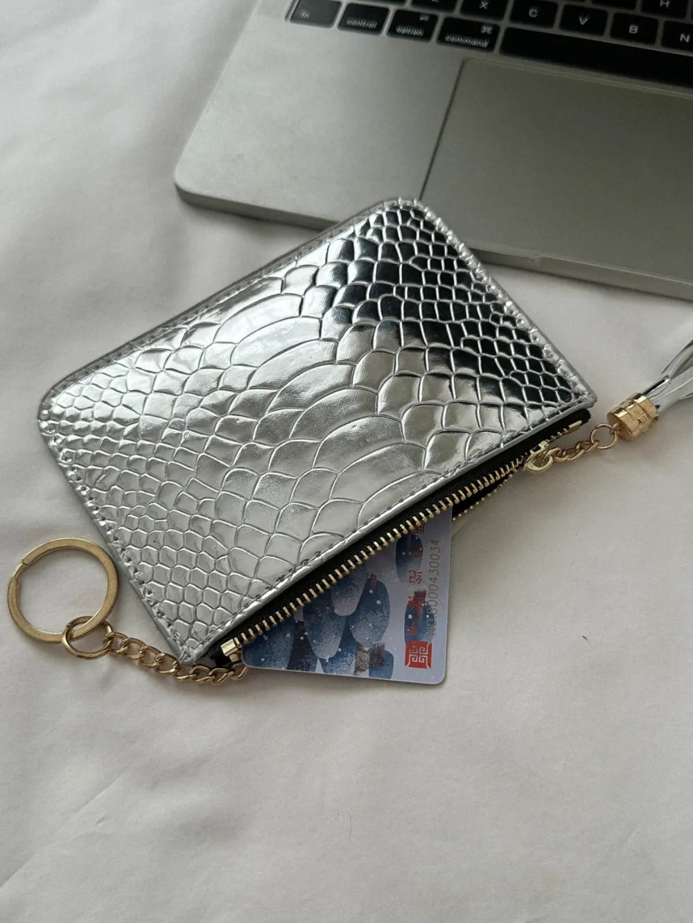PU Leather Tassel Trim Card Case - Fashorio