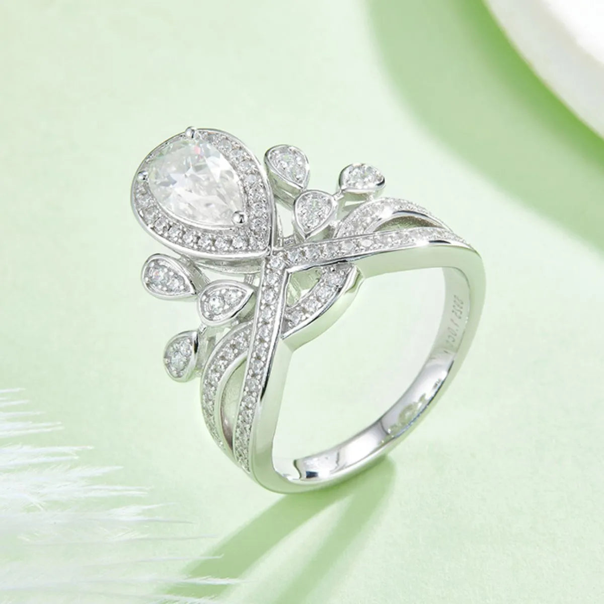 1 Carat Moissanite 925 Sterling Silver Ring White - Fashorio