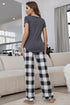 Curved Hem Short Sleeve Top and Plaid Pants Lounge Set - Fashorio