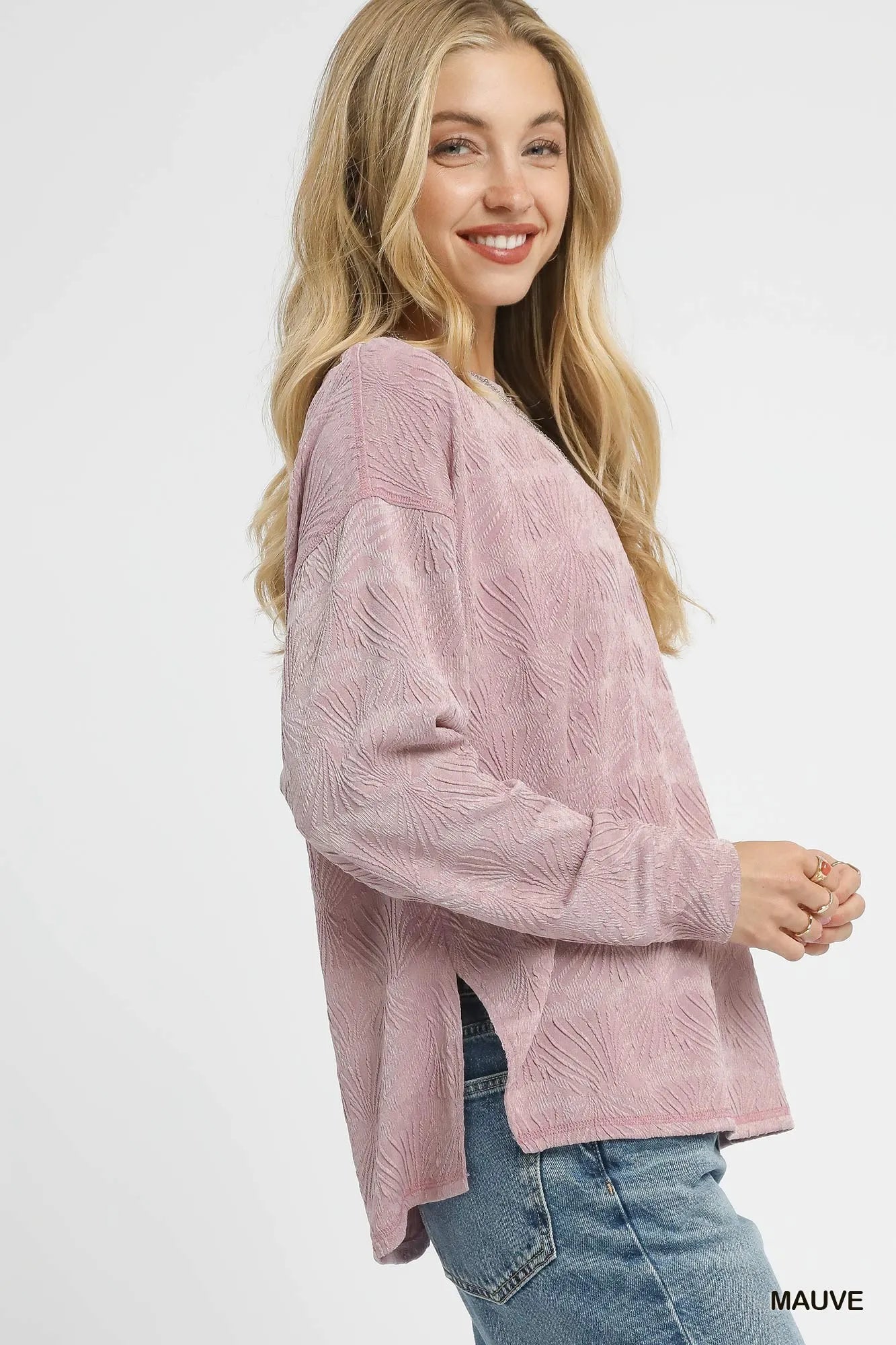 Umgee Textured Knit Long Sleeve Top - Fashorio