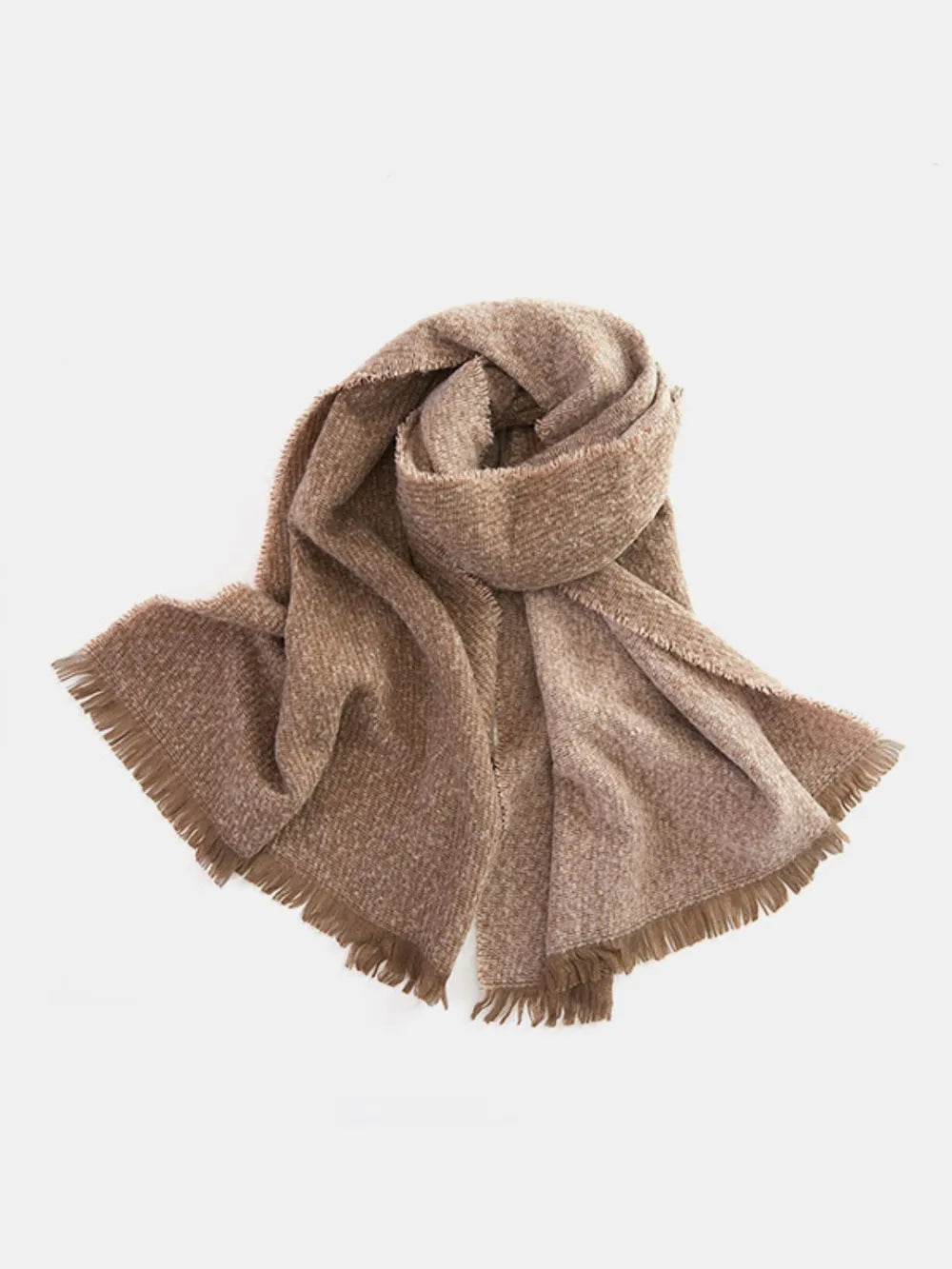 Raw Hem Heathered Polyester Scarf - Fashorio
