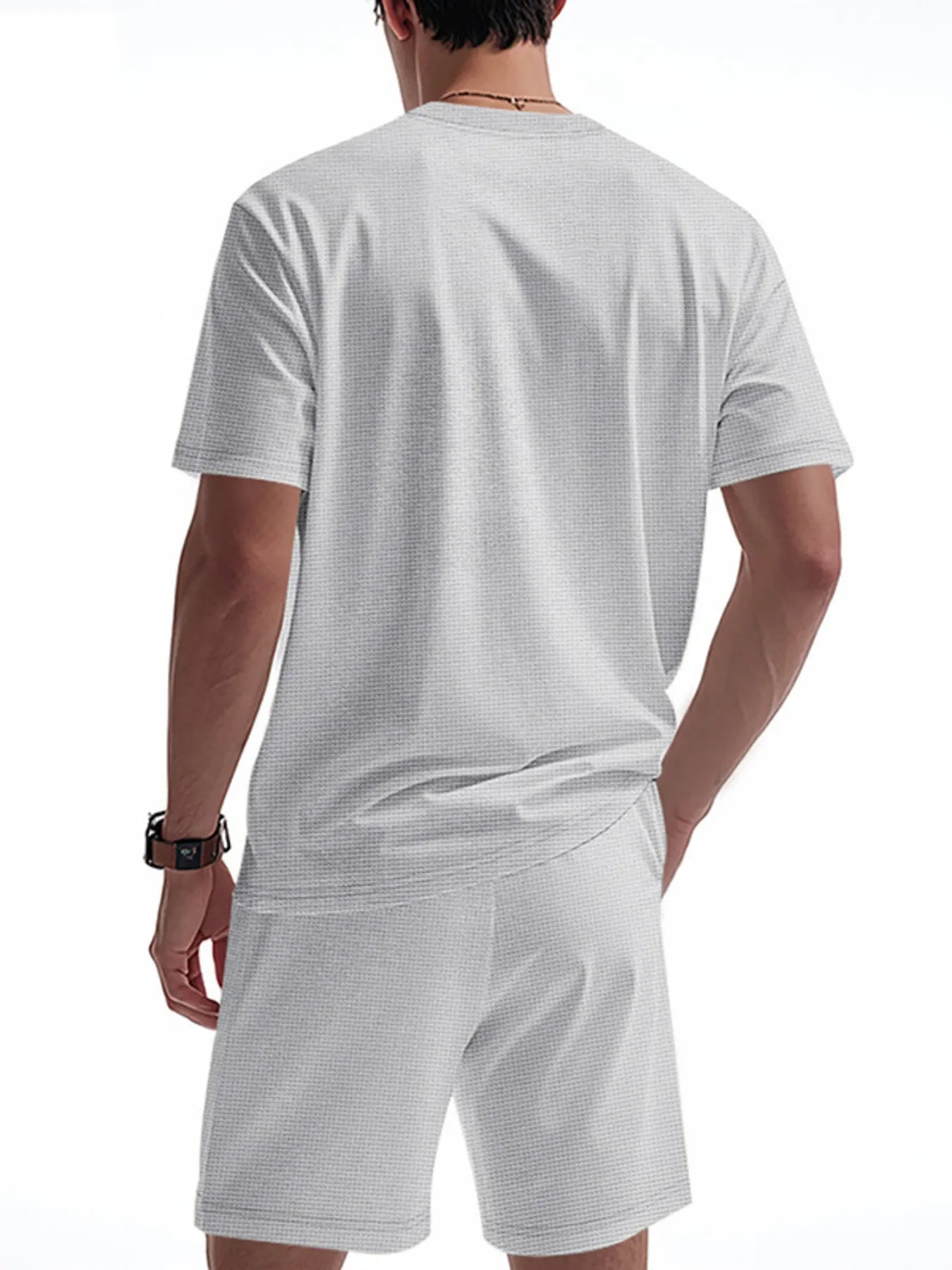 Men's Full Size Round Neck Short Sleeve Top and Shorts Set Plus Size - Fashorio