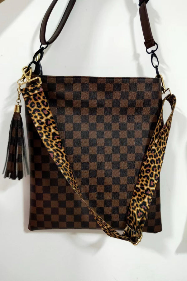 Adored PU Leather Shoulder Bag with Tassel Chocolate One Size - Fashorio