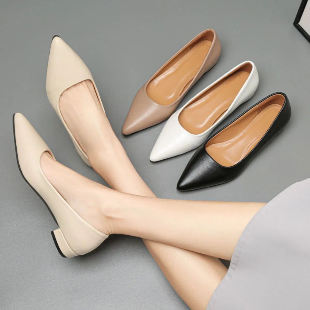 Pointed Toe Low Heel Pump - Fashorio
