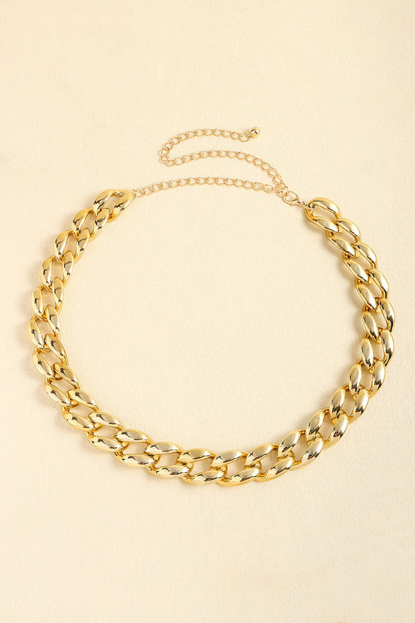 1" Width Acrylic Curb Chain Belt Gold One Size - Fashorio