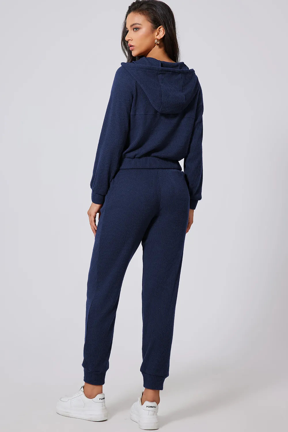 Drawstring Half Zip Hoodie and Joggers Active Set - Fashorio
